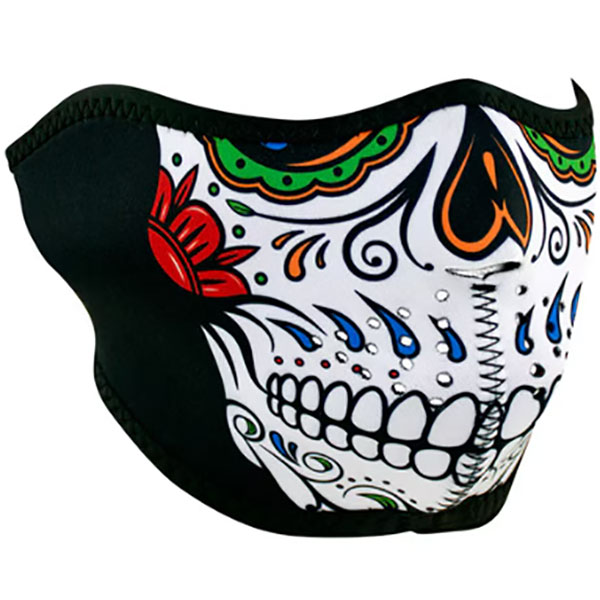 Маска за лице Zan Headgear Muerte Skull - Black White