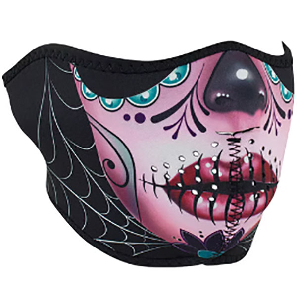 Маска за лице Zan Headgear Sugar Skull - Black Pink Red