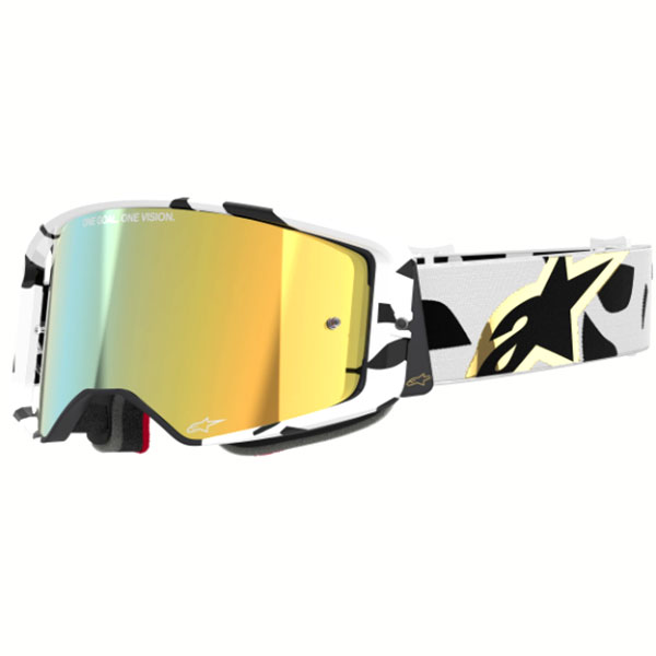 Очила за мотокрос Alpinestars Supertech Corp White Gold - Gold Mirror