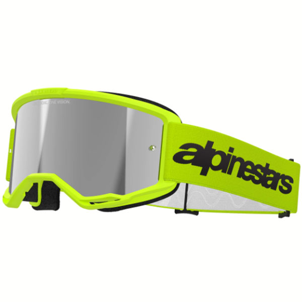 Очила за мотокрос Alpinestars Vision 3 Wordmark Yellow Fluo - Silver Mirror