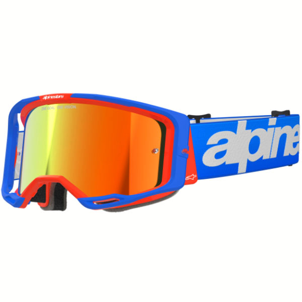 Очила за мотокрос Alpinestars Vision 8 Wordmark Blue Orange - Red Mirror