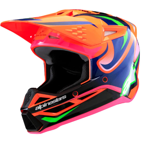 Юношеска каска Alpinestars SM3 Deegan - Orange Fluo Purple Pink Fluo ECE 22.06