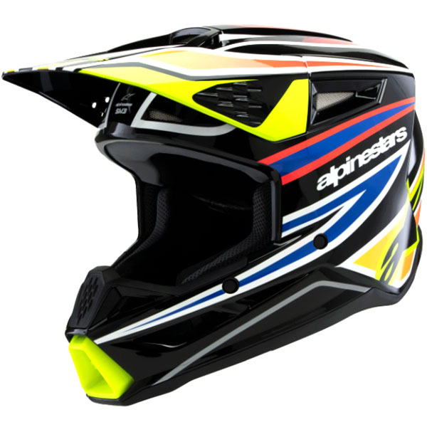 Юношеска каска Alpinestars SM3 Wurx - Black Yellow Flue Blue Red ECE 22.06