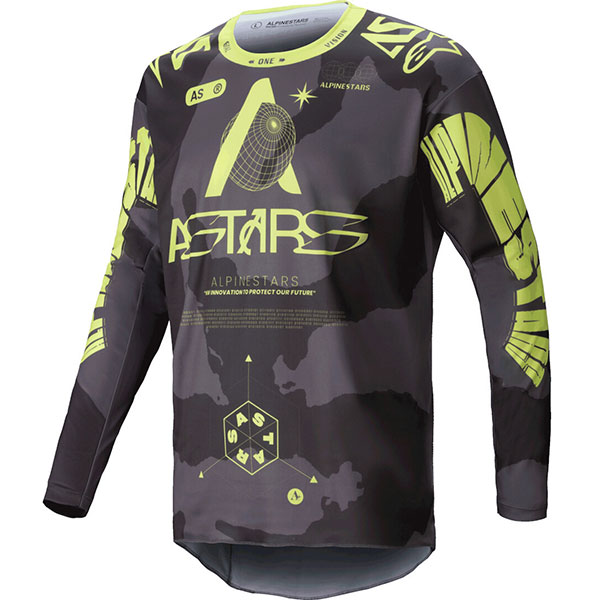 Mотокрос блуза Alpinestars Racer Hollow - Dark Camo Yellow Fluo