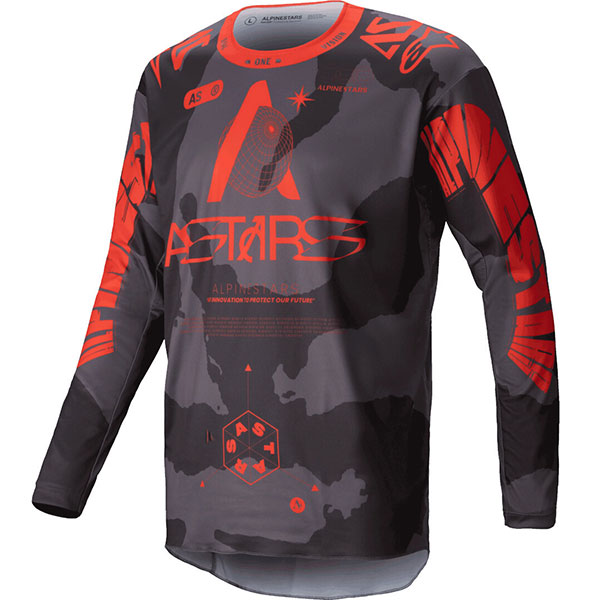 Mотокрос блуза Alpinestars Racer Hollow - Gray Camo Orange Fluo