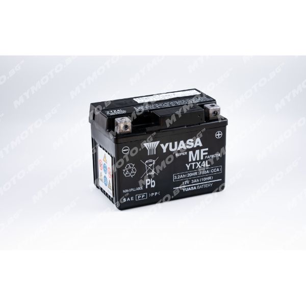 AGM акумулатор YUASA YTX4L - 12 V / 3 Ah п. ток 50 A с десен+