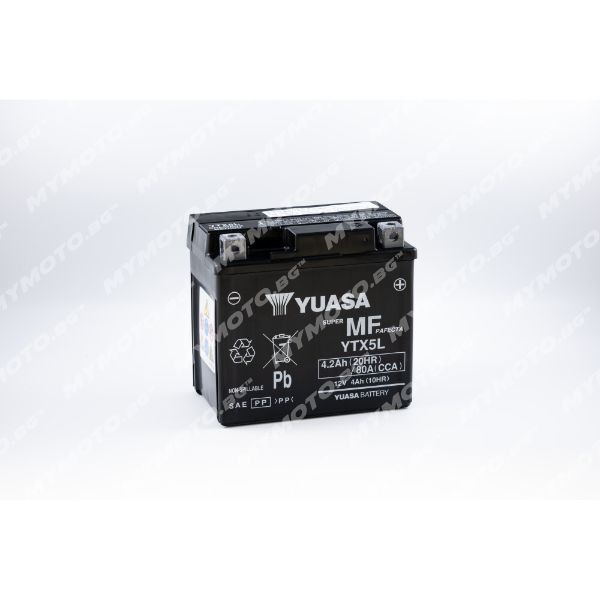 AGM акумулатор YUASA YTX5L - 12 V / 4 Ah п. ток 80 A с ляв+