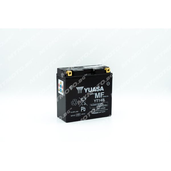 AGM акумулатор YUASA YT14B - 12 V / 12 AH п. ток 210 A с ляв+