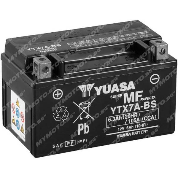 AGM акумулатор YUASA YTX7A - 12 V / 6 Ah п. ток 105 A с ляв+