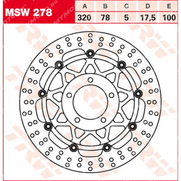 Преден спирачен диск TRW MSW278