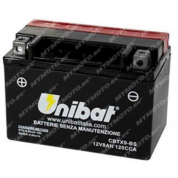 AGM акумулатор UNIBAT CBTX9-BS - 12 V / 8 Ah п. ток 120 A с ляв+